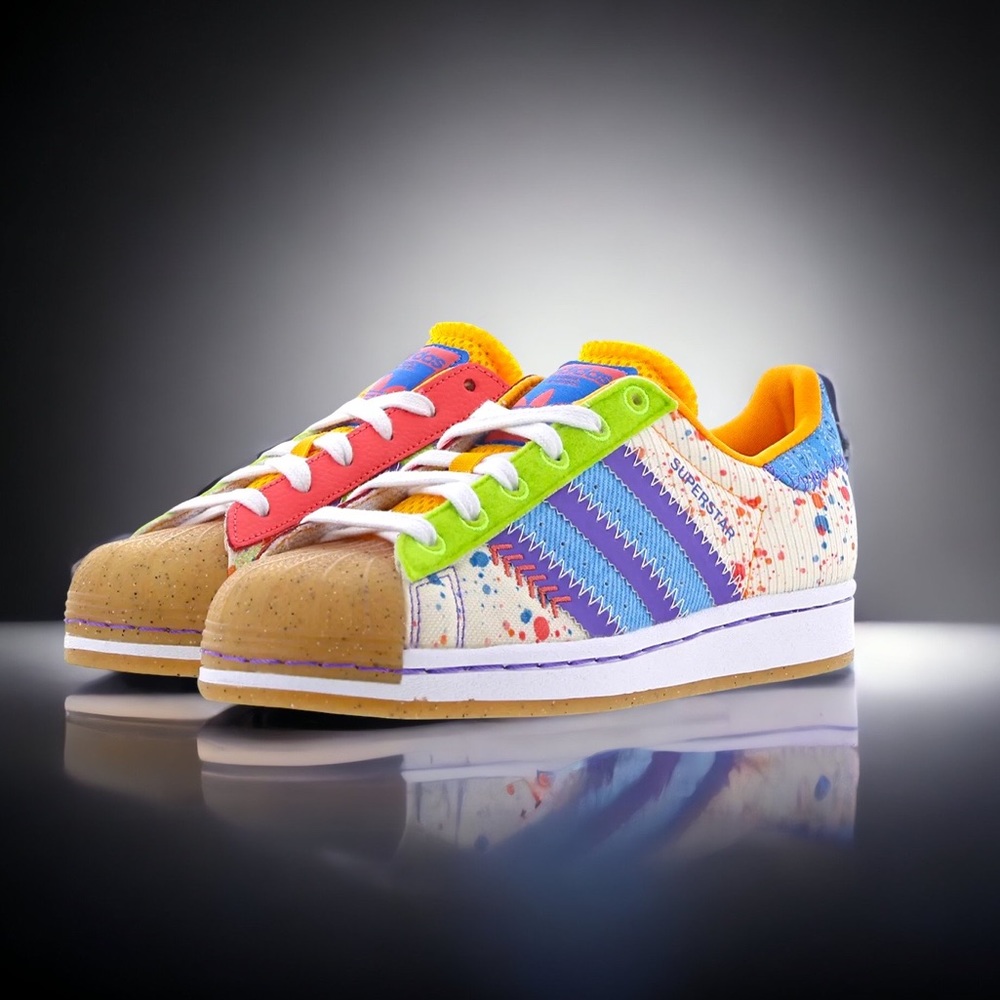 Adidas Superstar S.E.E.D. paint splash sneakers sz 6 1/2
